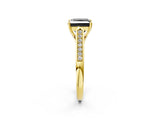 Yellow gold Fancy Black Princess Cut Solitaire Cathedral Diamond Engagement Ring with Channel-Set Band and Four-Prong Setting_5