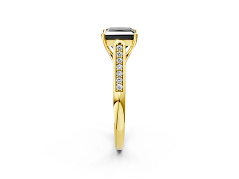 Yellow gold Fancy Black Princess Cut Solitaire Cathedral Diamond Engagement Ring with Channel-Set Band and Four-Prong Setting_5