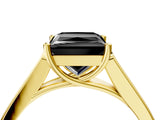 Yellow gold Fancy Black Princess Cut Solitaire Cathedral Diamond Engagement Ring with Channel-Set Band and Four-Prong Setting_7