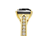 Yellow gold Fancy Black Princess Cut Solitaire Cathedral Diamond Engagement Ring with Channel-Set Band and Four-Prong Setting_8
