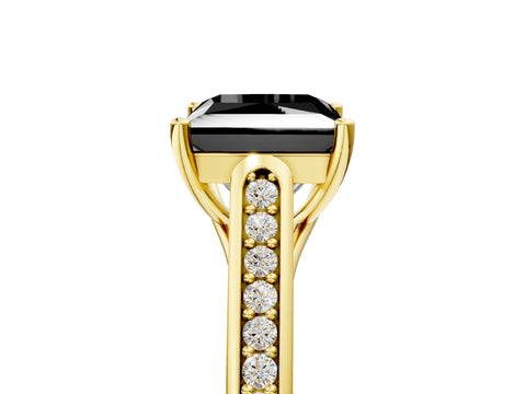 Yellow gold Fancy Black Princess Cut Solitaire Cathedral Diamond Engagement Ring with Channel-Set Band and Four-Prong Setting_8