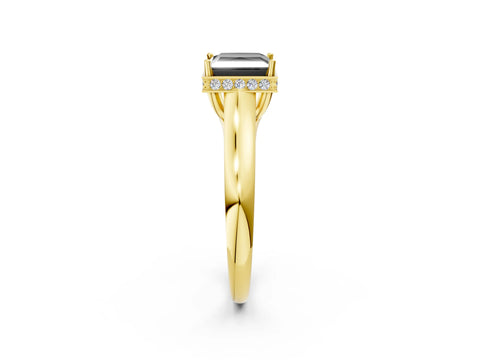 Yellow gold Fancy Black Princess Cut Solitaire Diamond Engagement Ring with Four-Prong Setting and Tapered Band_2