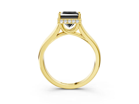 Yellow gold Fancy Black Princess Cut Solitaire Diamond Engagement Ring with Four-Prong Setting and Tapered Band_3