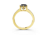 Yellow gold Fancy Black Princess Cut Solitaire Diamond Engagement Ring with Pavé Band and Six-Prong Setting_15