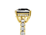 Yellow gold Fancy Black Princess Cut Solitaire Diamond Engagement Ring with Pavé Band and Six-Prong Setting_17