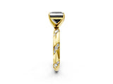 Yellow gold Fancy Black Princess Cut Solitaire Diamond Engagement Ring with Twisted Pave Band and Four-Prong Setting_5