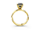 Yellow gold Fancy Black Princess Cut Solitaire Diamond Engagement Ring with Twisted Pave Band and Four-Prong Setting_6