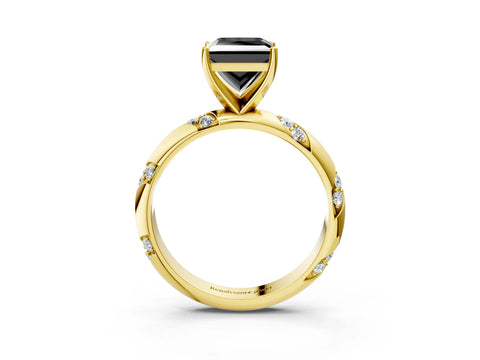 Yellow gold Fancy Black Princess Cut Solitaire Diamond Engagement Ring with Twisted Pave Band and Four-Prong Setting_6