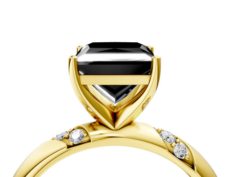 Yellow gold Fancy Black Princess Cut Solitaire Diamond Engagement Ring with Twisted Pave Band and Four-Prong Setting_7