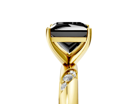 Yellow gold Fancy Black Princess Cut Solitaire Diamond Engagement Ring with Twisted Pave Band and Four-Prong Setting_8