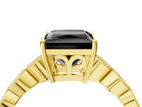 Yellow gold Fancy Black Princess Cut Solitaire Diamond Ring with Infinity Twist Band and Four-Prong Setting_4