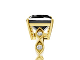 Yellow gold Fancy Black Princess Cut Solitaire Diamond Ring with Infinity Twist Band and Four-Prong Setting_5
