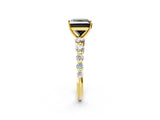 Yellow gold Fancy Black Princess Cut Solitaire Diamond Ring with Pave Band and Four-Prong Setting_2