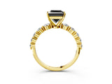 Yellow gold Fancy Black Princess Cut Solitaire Diamond Ring with Pave Band and Four-Prong Setting_3