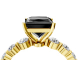 Yellow gold Fancy Black Princess Cut Solitaire Diamond Ring with Pave Band and Four-Prong Setting_4