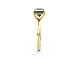 Yellow gold Fancy Black Princess Cut Solitaire Diamond Ring with Prong Setting and Plain Band_2