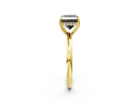 Yellow gold Fancy Black Princess Cut Solitaire Diamond Ring with Prong Setting and Plain Band_2