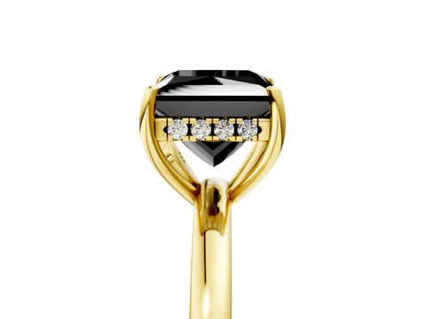 Yellow gold Fancy Black Princess Cut Solitaire Diamond Ring with Prong Setting and Plain Band_5