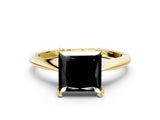 Yellow gold Fancy Black Princess Cut Solitaire Diamond Ring with Six-Prong Setting and Classic Band_12