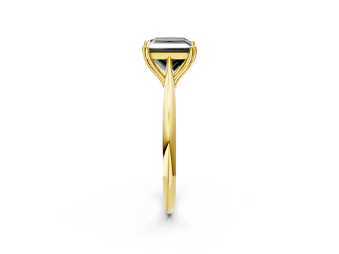Yellow gold Fancy Black Princess Cut Solitaire Diamond Ring with Six-Prong Setting and Classic Band_2