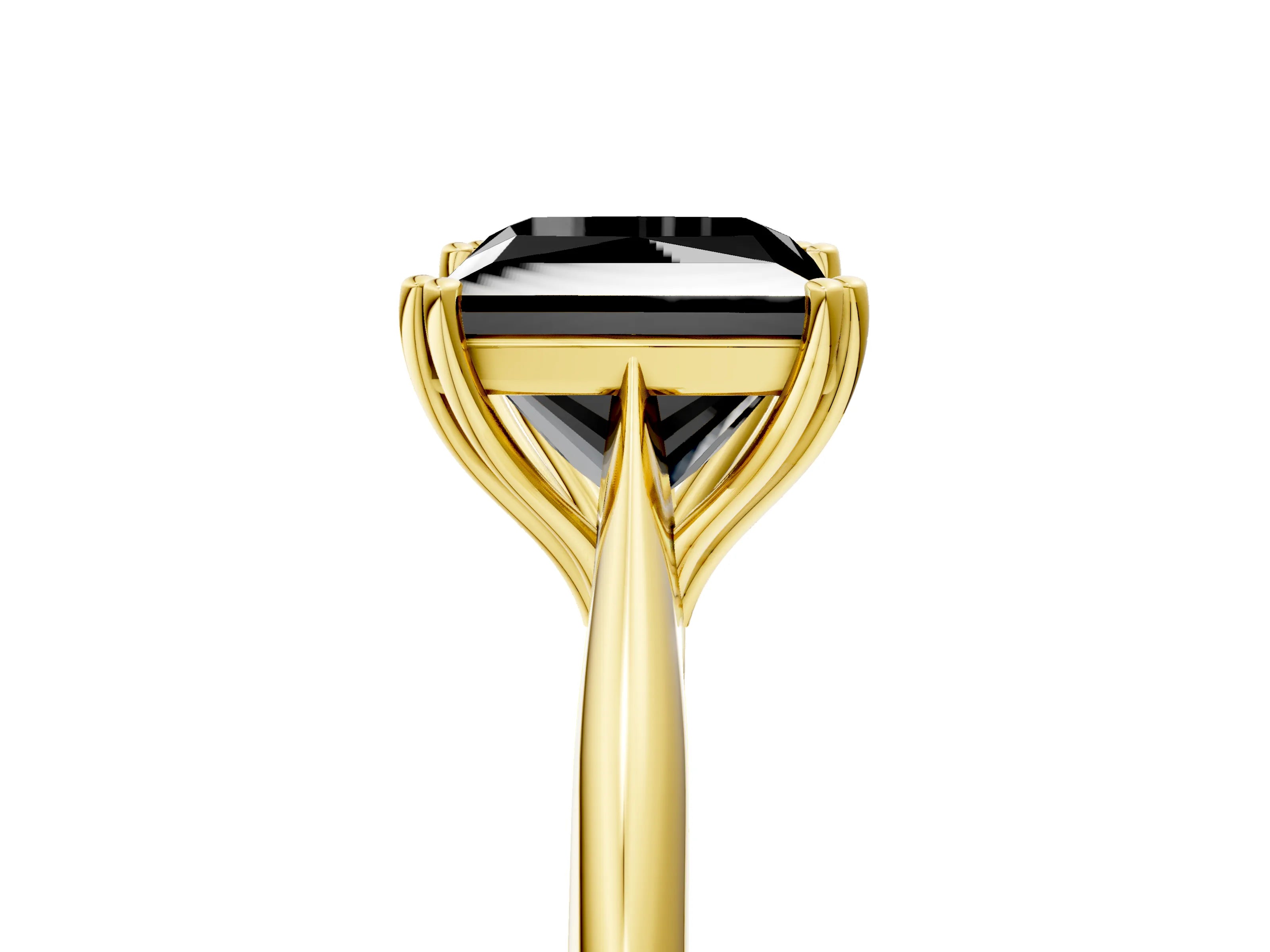 Yellow gold Fancy Black Princess Cut Solitaire Diamond Ring with Six-Prong Setting and Classic Band_5