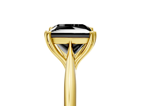 Yellow gold Fancy Black Princess Cut Solitaire Diamond Ring with Six-Prong Setting and Classic Band_5