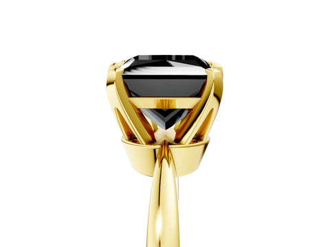 Yellow gold Fancy Black Princess Cut Solitaire Engagement Ring with Six-Prong Setting and Tapered Band_5