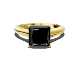 Yellow gold Fancy Black Princess Cut Solitaire Engagement Ring with Tapered Band and Four-Prong Setting_3