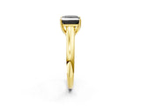 Yellow gold Fancy Black Princess Cut Solitaire Engagement Ring with Tapered Band and Four-Prong Setting_5