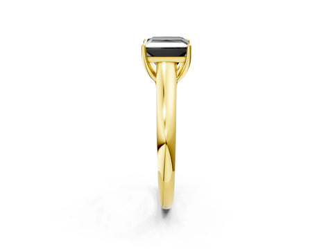 Yellow gold Fancy Black Princess Cut Solitaire Engagement Ring with Tapered Band and Four-Prong Setting_5