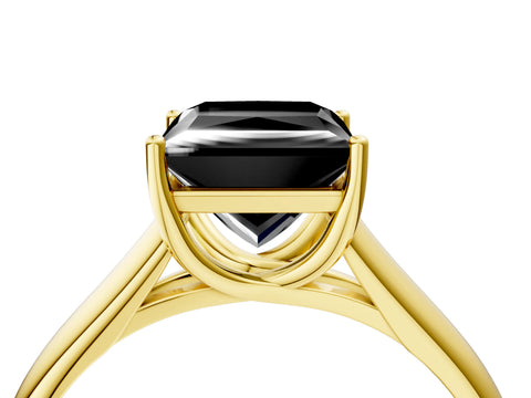 Yellow gold Fancy Black Princess Cut Solitaire Engagement Ring with Tapered Band and Four-Prong Setting_7