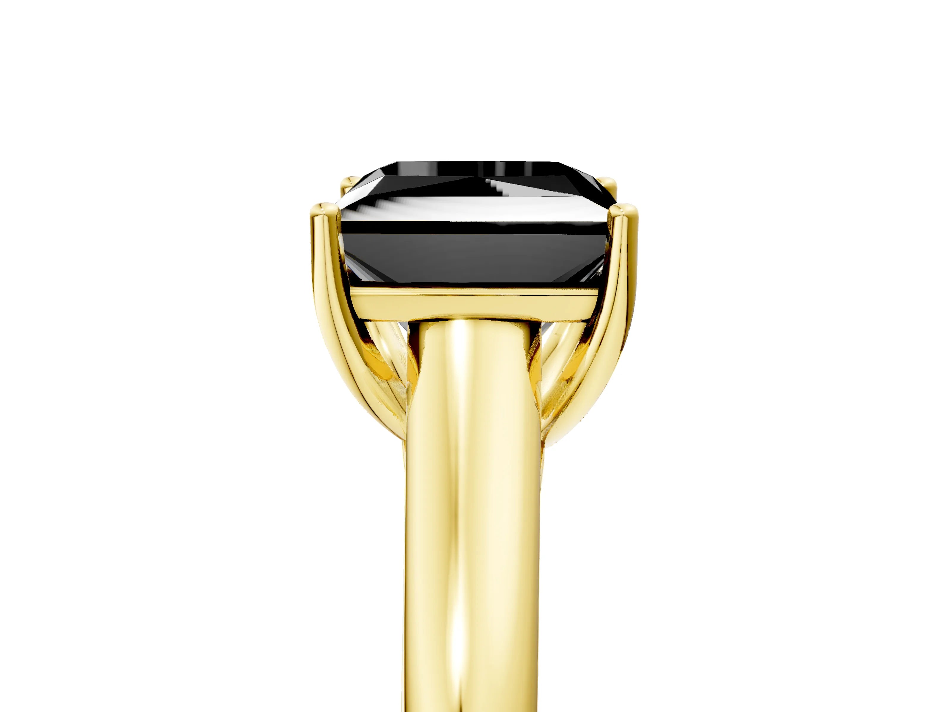 Yellow gold Fancy Black Princess Cut Solitaire Engagement Ring with Tapered Band and Four-Prong Setting_8
