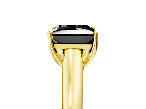 Yellow gold Fancy Black Princess Cut Solitaire Engagement Ring with Tapered Band and Four-Prong Setting_8