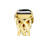 Yellow gold Fancy Black Princess Cut Solitaire Intertwined Band Prong Setting Ring_5