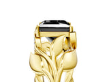 Yellow gold Fancy Black Princess Cut Solitaire Leaf-Inspired Engagement Ring with Prong Setting_18