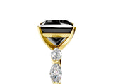Yellow gold Fancy Black Princess Cut Solitaire Marquise Side Stone Prong Setting Ring_5