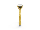 Yellow gold Fancy Black Princess Cut Solitaire Milgrain Engraved Band with Four-Prong Setting_2