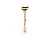 Yellow gold Fancy Black Princess Cut Solitaire Pavé Band with Four-Prong Setting_2