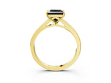 Yellow gold Fancy Black Princess Cut Solitaire Pavé Band with Four-Prong Setting_3