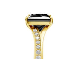 Yellow gold Fancy Black Princess Cut Solitaire Pavé Band with Four-Prong Setting_5