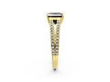 Yellow gold Fancy Black Princess Cut Solitaire Split Shank Pavé Diamond Engagement Ring_2