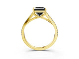 Yellow gold Fancy Black Princess Cut Solitaire Split Shank Pavé Diamond Engagement Ring_3