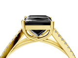 Yellow gold Fancy Black Princess Cut Solitaire Split Shank Pavé Diamond Engagement Ring_4