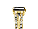 Yellow gold Fancy Black Princess Cut Solitaire Split Shank Pavé Diamond Engagement Ring_5
