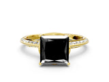 Yellow gold Fancy Black Princess Cut Solitaire Split Shank Pave Diamond Engagement Ring with Four-Prong Setting_36