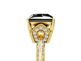 Yellow gold Fancy Black Princess Cut Solitaire Split Shank Pave Diamond Engagement Ring with Four-Prong Setting_65