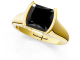Yellow gold Fancy Black Princess Cut Solitaire Tension Set Diamond Ring with Split Shank Band_1