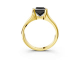 Yellow gold Fancy Black Princess Cut Solitaire Tension Set Diamond Ring with Split Shank Band_3