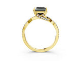 Yellow gold Fancy Black Princess Cut Solitaire Twist Pave Diamond Engagement Ring with Prong Setting_27