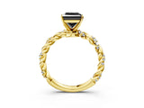Yellow gold Fancy Black Princess Cut Solitaire Twisted Band with Pavé Accents and Four-Prong Setting_3
